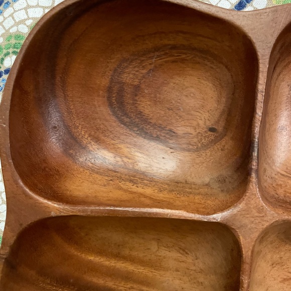 Vintage Royal Acacia Monkey Pod Wood Server Leaf Shaped Handcrafted Philippines - Picture 4 of 10